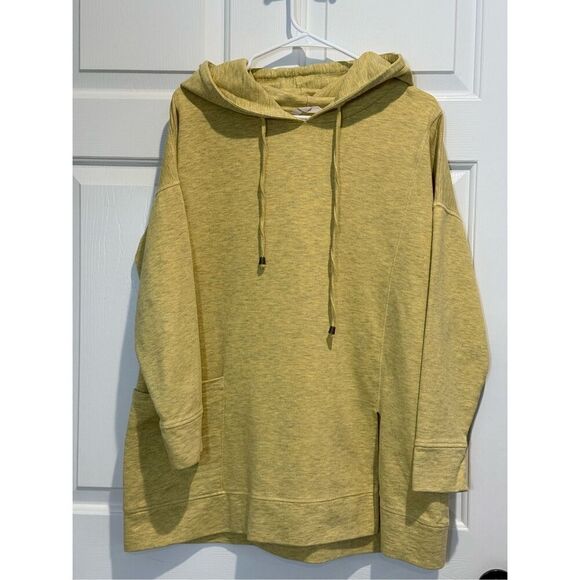 Soft Surroundings Heather Yellow The Soho Hoodie Tunic Sweatshirt Women's Large - Picture 3 of 14